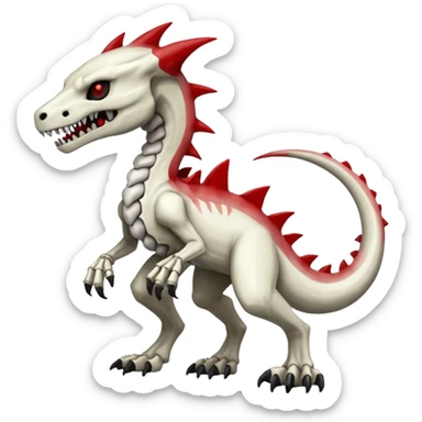 Shiny White Evil Glowing Eldritch Skeletal Creepy Edgy Badass Cool Marowak-Boneknapper-Salandit-Duskull-Darkdramon-fusion with bloody red markings sticker