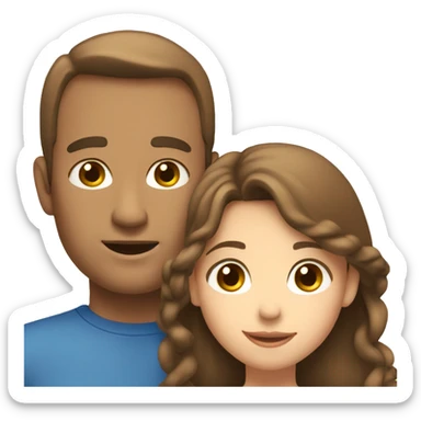 dad and teenage daughter with brown hair and blue eyes hugging  sticker