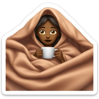 girl inside a blanket sipping coffee eyes closed sticker