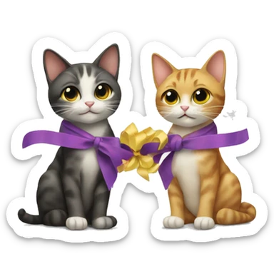 two cats at a ribbon cutting ceremony sticker