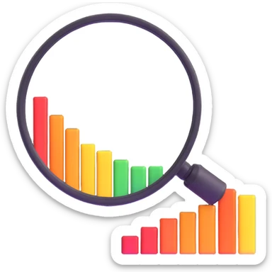 business research with magnifying glass and bar chart sticker