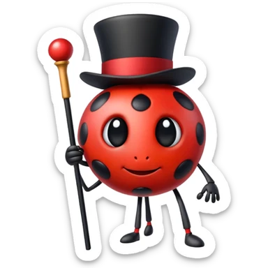 Emoji Ladybug with top hat and cane  sticker