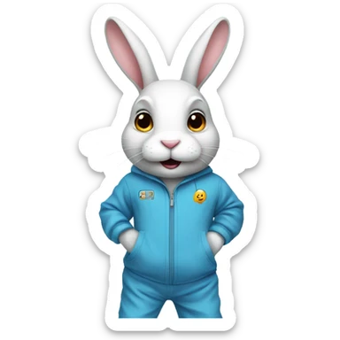 Rabbit wearing a jump suit sticker