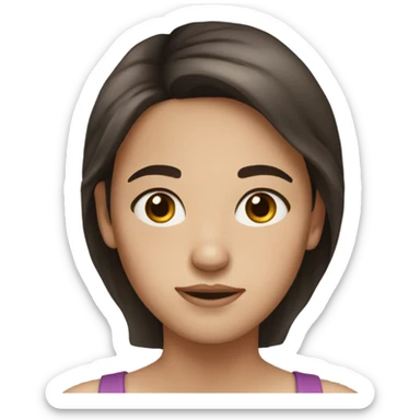 Girl with dark brown hair, brown eyes, very light freckles sticker