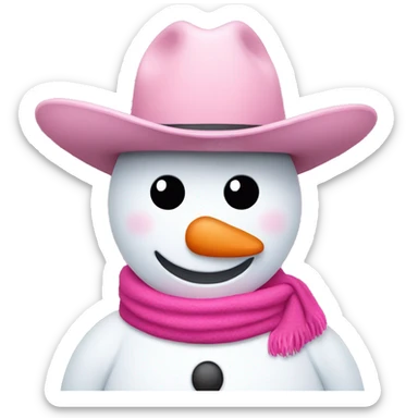 Snowman with pink cowboy hat sticker