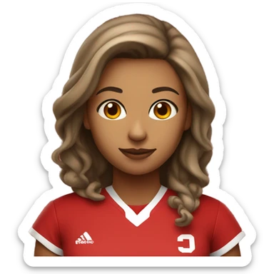 tan college girl in red jersey sticker