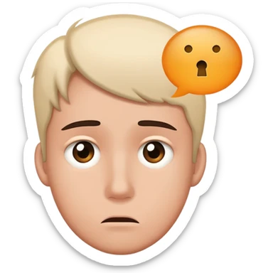 Person with thought bubble containing lock, confused expression, mental block sticker