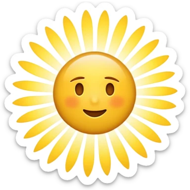 iOS-style 3D emoji: bright radial burst of light from center, white core fading to yellow, surrounded by dynamic motion streaks, soft glow, no text, no faces sticker