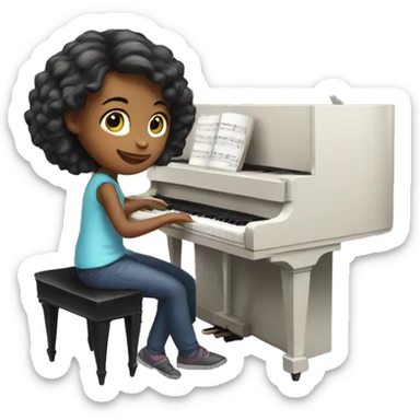 Girl playing piano sticker
