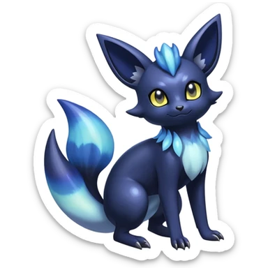 Shiny dark exotic Nebulae Noibat-Meowstic-Umbreon-Fakémon-hybrid-creature (full body)  sticker