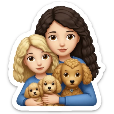 Ludo (ragazza mora capelli lisci) che abbraccia il suo cane leone (un barboncino biondo) sticker