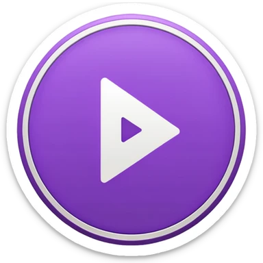 A solid purple circle and a solid white play button no borders sticker