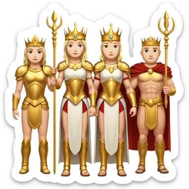 group of white trojans being led by a woman queen sticker