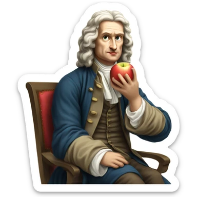 Sir Isaac Newton eating an apple sticker