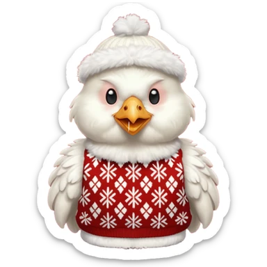 White Chicken with a Christmas jumper sticker