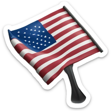 Large American Flag attached to one smaller black shovel in the ground   sticker
