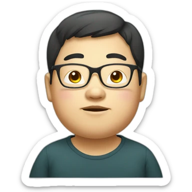 Fat Chinese boy with glasses sticker