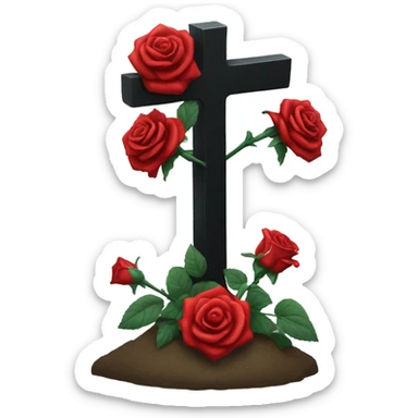 black grave with roses sticker