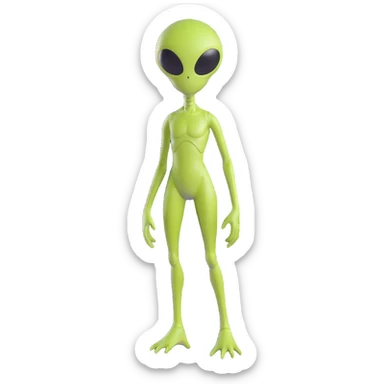 full-body alien figure standing sticker