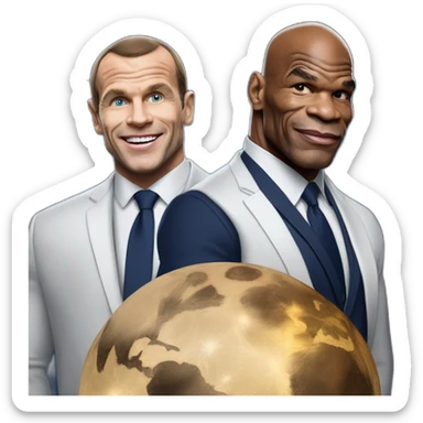 Emanuel macron sur la lune avec Zemour et mike Tyson sticker