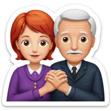 Red hair Grandma and grandfather hold each other's hands sticker
