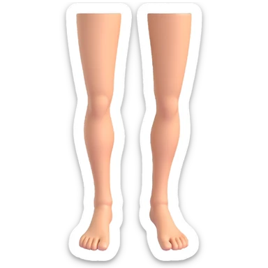 3D emoji style human leg, front view, simple and expressive, neutral skin tone sticker