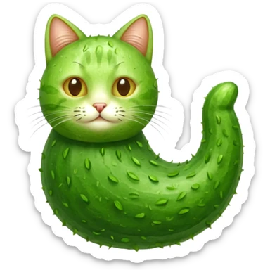 Cucumber cat put together  sticker
