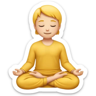 classic yellow emoji meditating, hands resting on knees, eyes closed, serene smile sticker