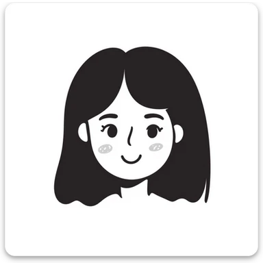 cute girl face, hand-drawn doodle style, simple lines, smiling sticker