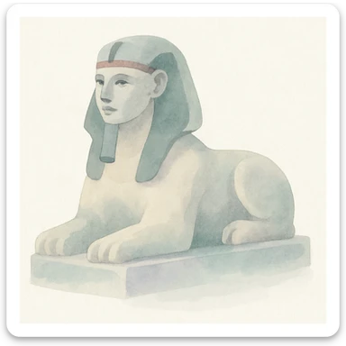 ancient sphinx, watercolor art style sticker