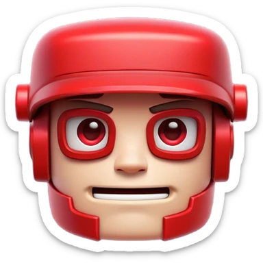 Clash of Clans aesthetic: Cinematic Playful Virtual Boy Portrait Emoji, rendered in a 3D vector-style similar to standard emojis with minimal shading and bold, simplified shapes. A compact, distinct form with signature details, softly glowing with a nostalgic gaming charm. Simplified yet unmistakably iconic, highly detailed and consistent, glowing with a soft radiance and high shine. Stylized with a touch of retro gaming magic and a soft glowing outline, capturing the essence of a beloved gaming relic with a friendly, playful manner! sticker