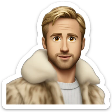 Ryan Gosling Ken in a fur coat sticker