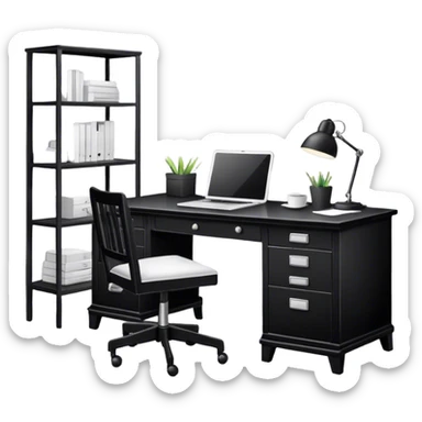 home office desk. black and white sticker