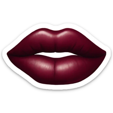 A burgundy-colored lipstick kiss mark on envelope sticker