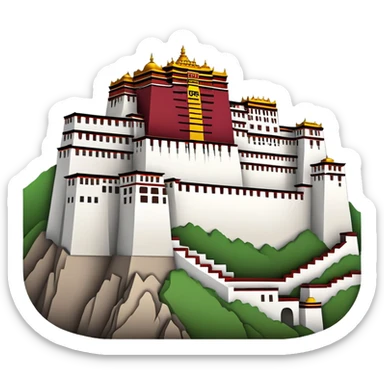 Potala Palace super simplified cute emoji style with bold outlines bright colors cartoon Tibetan building sticker