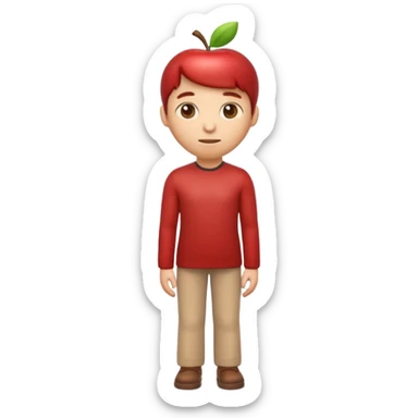 3D Apple emoji style person standing upright, neutral pose, centered, soft shadow, white background sticker
