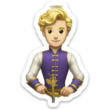 Gold gilded violet vintage man blonde hair fencing  sticker