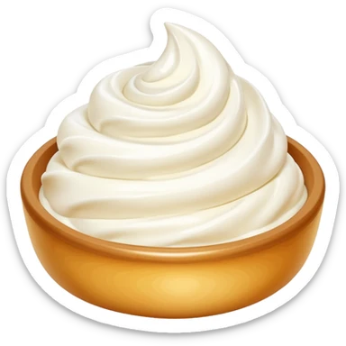 realistic fromage blanc, thick creamy white, dollop or swirl, soft glossy, gentle peaks, optional simple container, smooth dense texture, no toppings, spoon, fruit, or faces, clean 3D, soft lighting, transparent background, emoji scale sticker