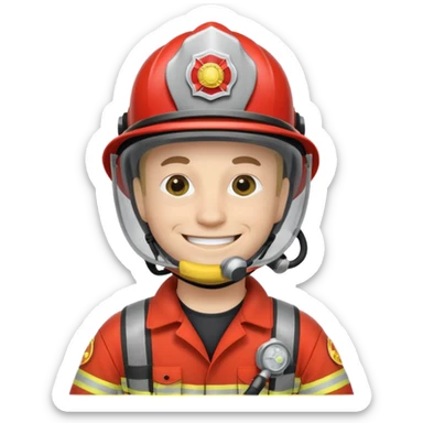 Firefighter with white respiratory protection sticker