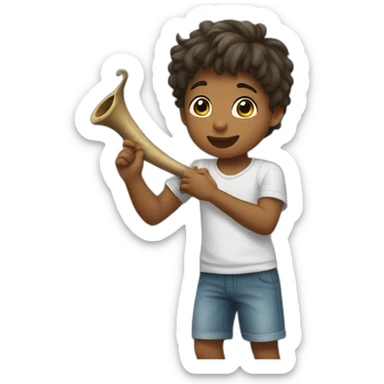 Kid play with elephants horn sticker