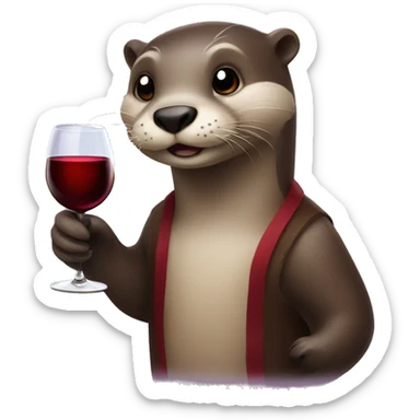 Otter holding a glass of red wine sticker