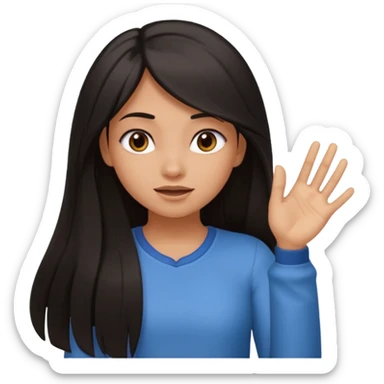 Animated girl dark long hair emoji tapping right side of the head with her hand with duh facial expression  sticker