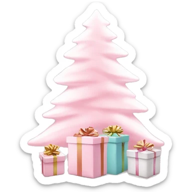 Light pink Christmas gifts under a white Christmas tree  sticker