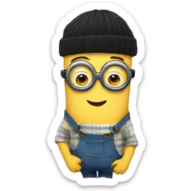 Minion with braces and glasses sticker