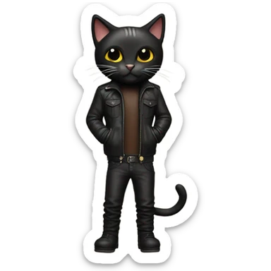 black skinny cat leather jacket sticker