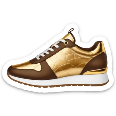 Metallic 24k gold and mocha brown womens stylish sneakers sticker