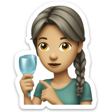 A girl fixing a broken glass sticker