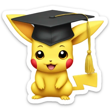 baby pikachu wearing graduation cap sticker