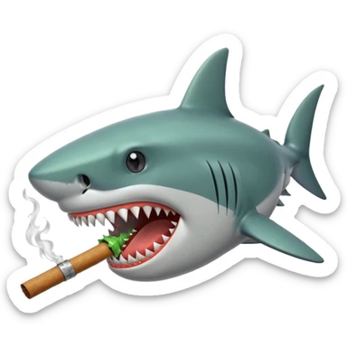 Shark face with a blunt in its mouth sticker