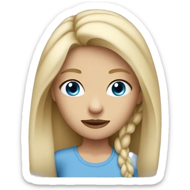 girl with blonde hair and grey/blue eyes with one eye twitching sticker